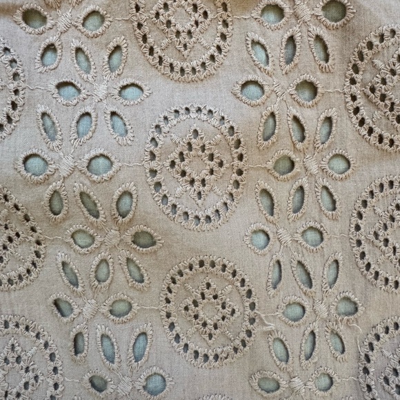 Cleobella Kate Blouse Wheat Tan Eyelet Button-Up Blouse Small Organic Cotton - Picture 8 of 13